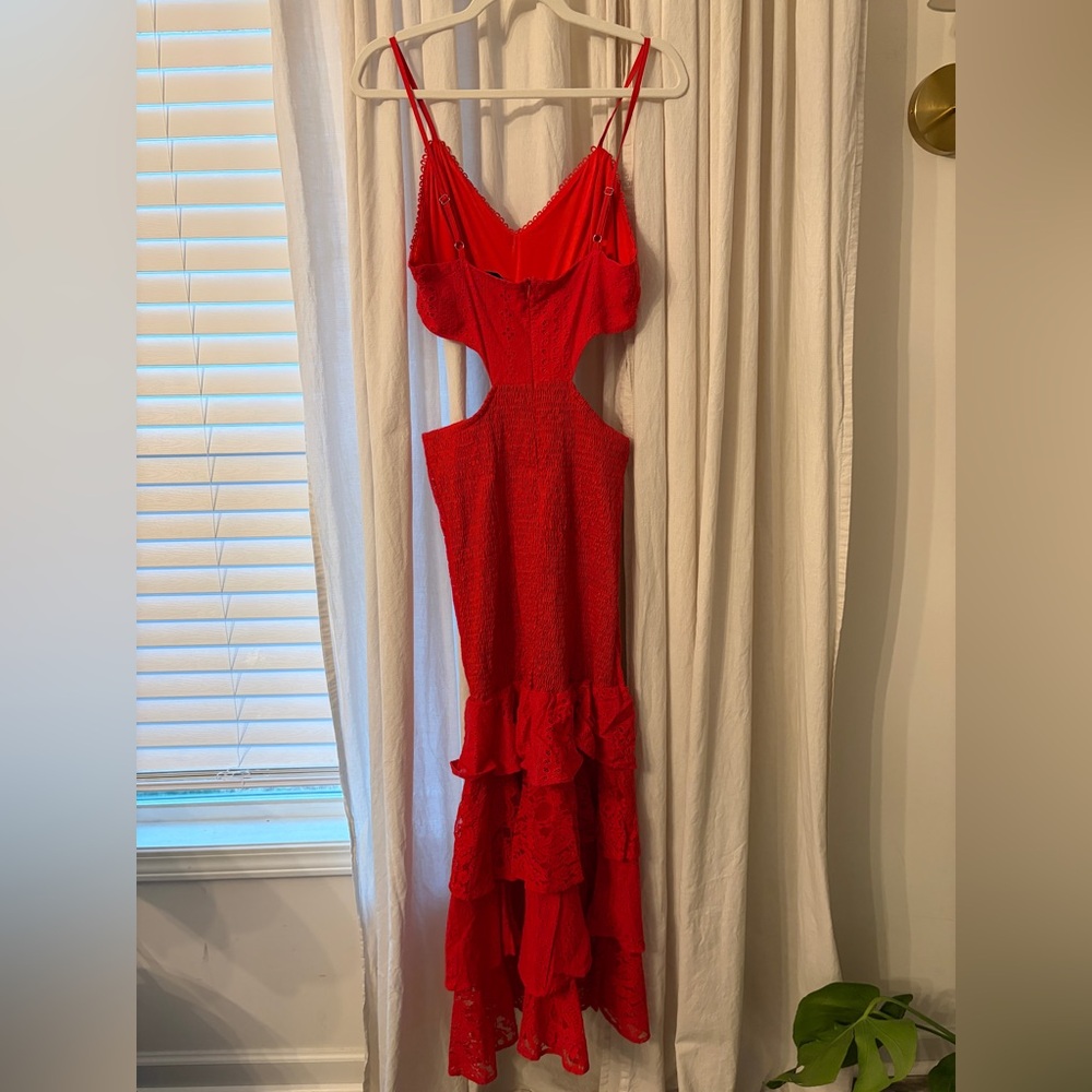 Chicways Red Ruffle Maxi Dress - Picture 3 of 4